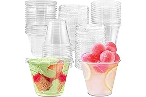 50 Pack Clear 9oz Plastic Cups with Lids