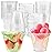 Qyyiguf 50 Pcs 9 Oz Reusable Plastic Dessert Cups with Flat Lids,Cold Party Drinking Cups for Coffee,Fruit,Ice Cream,Iced Cold Drinks,BBQ,Thanksgiving,Halloween,Juice Party(No Hole)