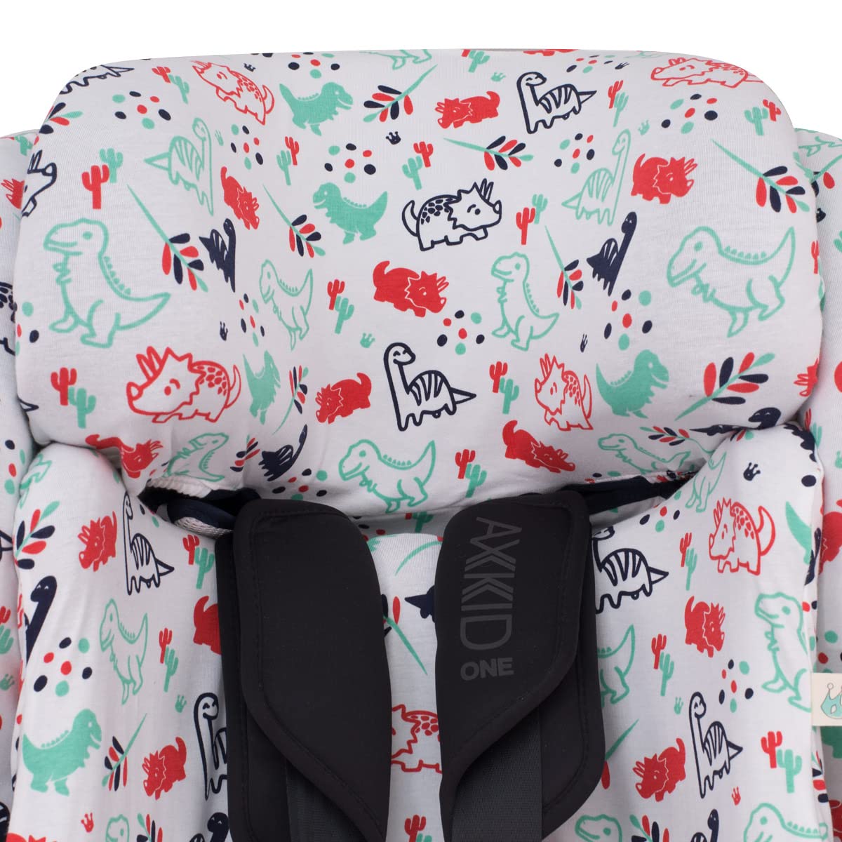 JYOKO Kids Funda de Algodón para Silla de Coche Compatible con Axkid One + Funda Reductor G-0(Dino Party)
