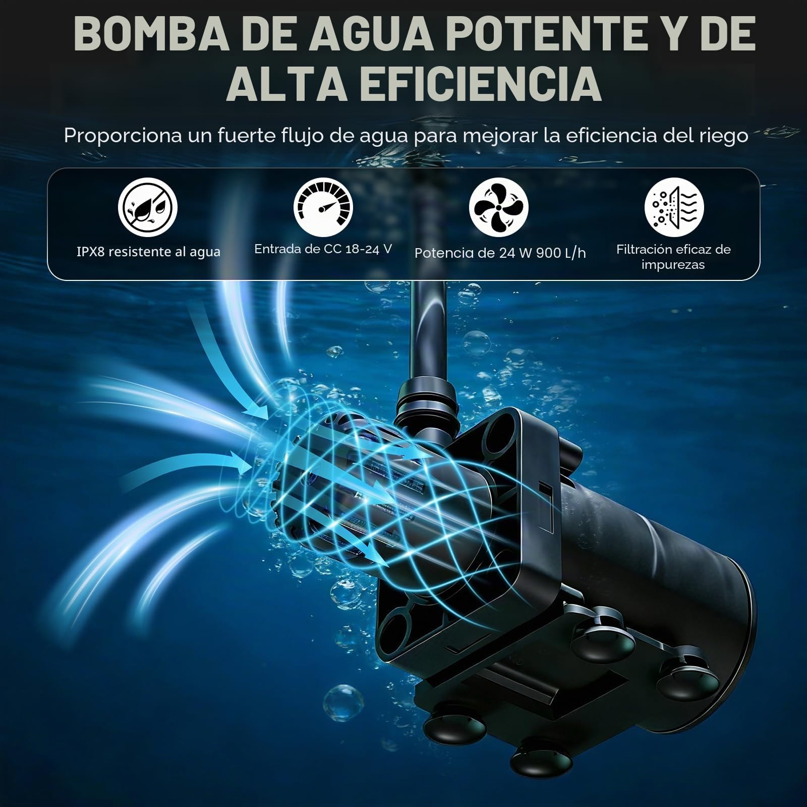 Sistema de riego automático con cubo plegable 50L y bomba de 25W | Con 8 boquillas de goteo y modos automático o manual, ideal para jardín, patio, invernadero y plantas