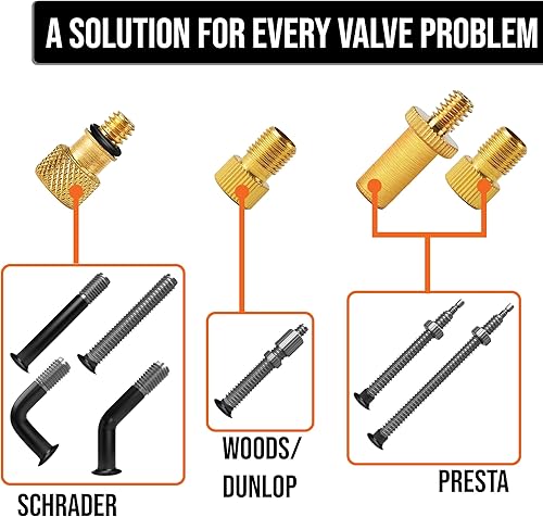 Miniatura 2 de Kit de adaptador de válvula de accesorios de bomba de aire, 18 piezas, para bicicleta Presta, Dunlop, SchraderAuto Valve - Agujas de inflado de