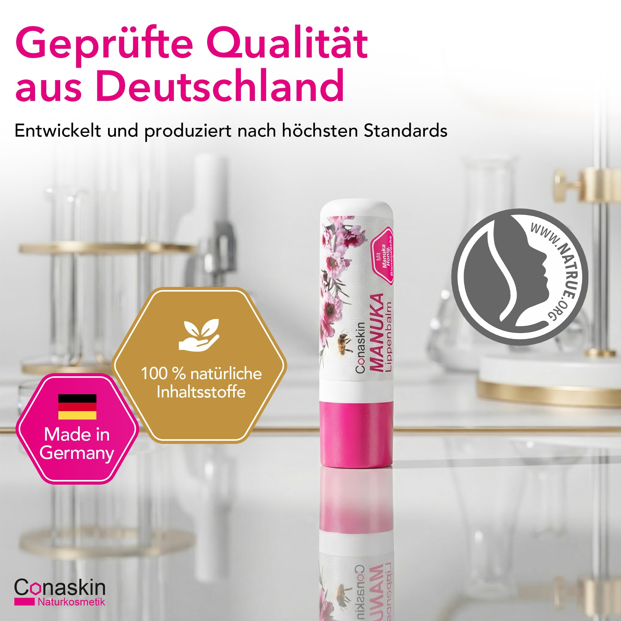 MANUKA Lippenpflege (MGO400) | Intensiv-Pflege bei Trockenheit & Infektionen (z. B. Herpes) | 4.6 g Naturkosmetik | Tägliche Anwendung & Repair | Bienenwachs & Propolis