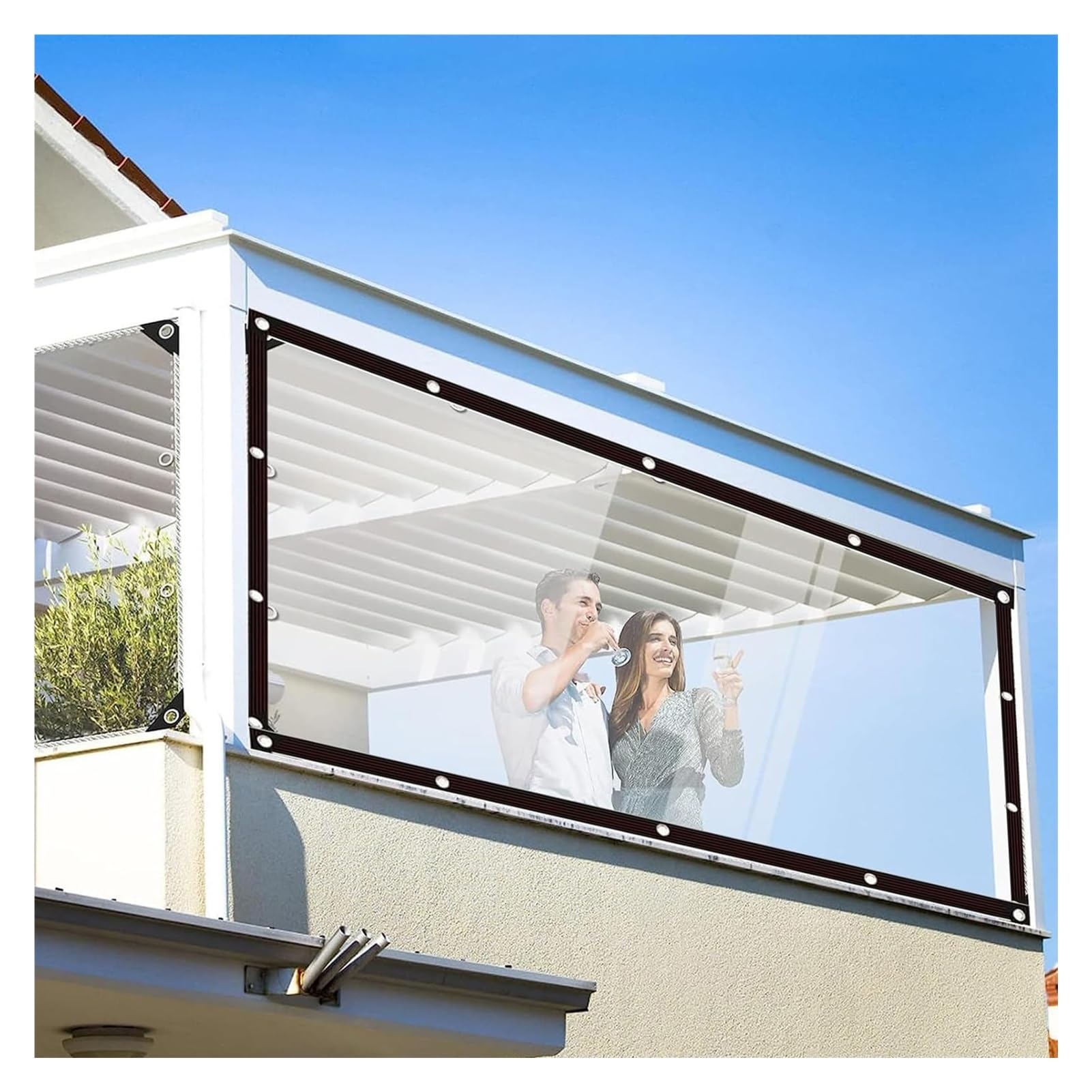Telone trasparente resistente alle intemperie 2,4 x impermeabile 0,12 mm di spessore resistente agli strappi con occhielli, ideale per la privacy all'aperto, feste, campeggio e esigenze di copertura