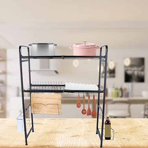 Miniatura 9 de Estante de fregadero de doble capa, estante de almacenamiento de cocina, soporte grande de acero inoxidable, escurridor de platos, organizador de