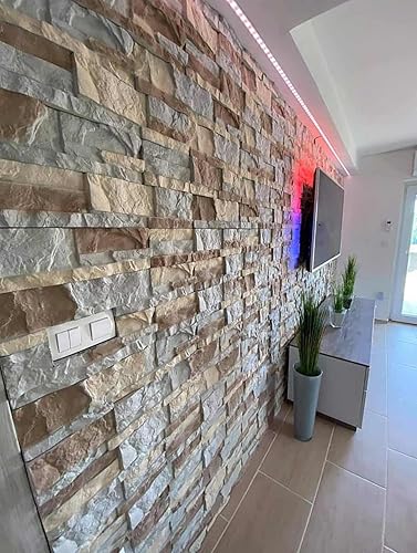 Miniatura 5 de Moldes de hormigón DIY Juego de 10 moldes de plástico para pared de yeso de hormigón, piedra de cemento apilado, molde de paredes de piedra apiladas