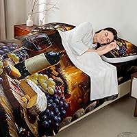 Vista 12 de Whisky - Juego de sábanas para niños, tamaño King, juego de ropa de cama rústica retro de grano de barril, decoración de habitación de niños