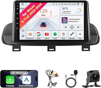 8CORE 8+256GB Android 14 Car Radio Stereo for 2022 2023 2024 Nissan X-Trail - 10.1" IPS Touch Screen, Upgrade Dash Kit with CarPlay & Android Auto, GPS Navigation, SWC Support, Bluetooth 5.0, WiFi,