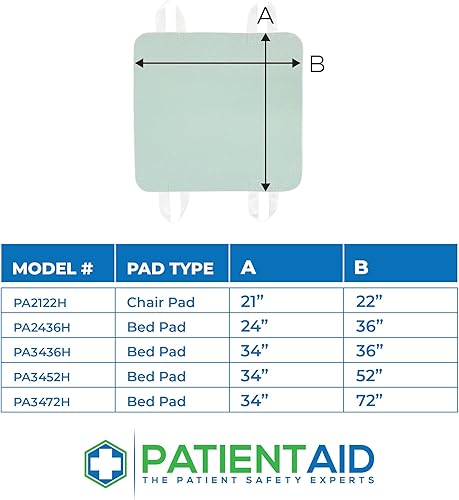 Miniatura 5 de Patient Aid Almohadilla de cama de posicionamiento de 34 x 36 pulgadas con asas, protector de ropa de cama de colchón de incontinencia, con correas