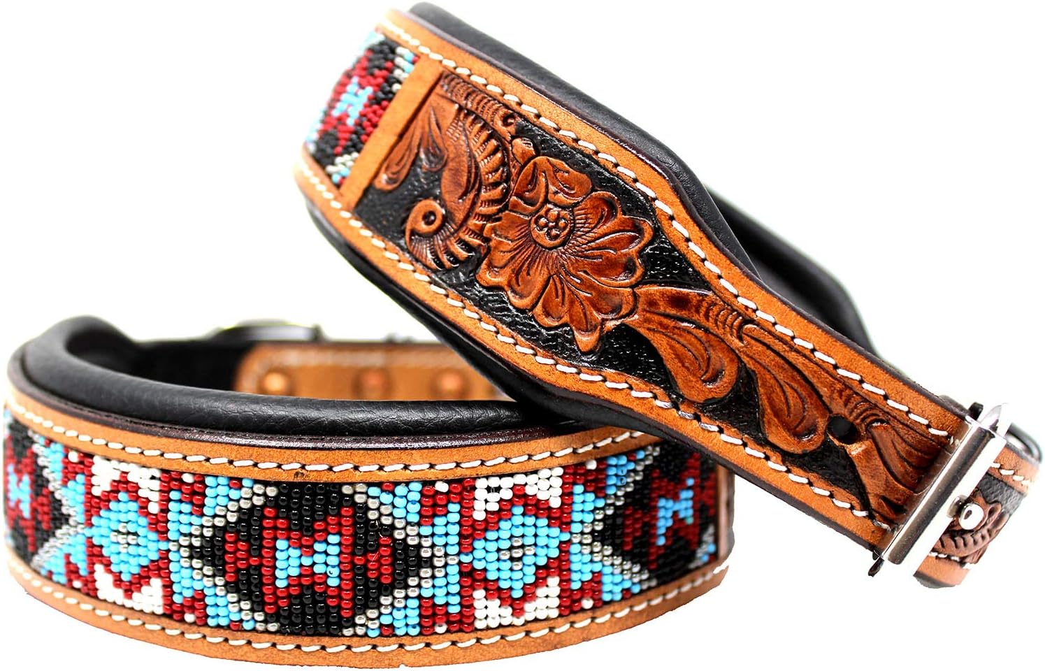 Large 21''- 25'' Challenger Made 100% Cow Leather Hand Tooled Puppy Dog Collar 6064