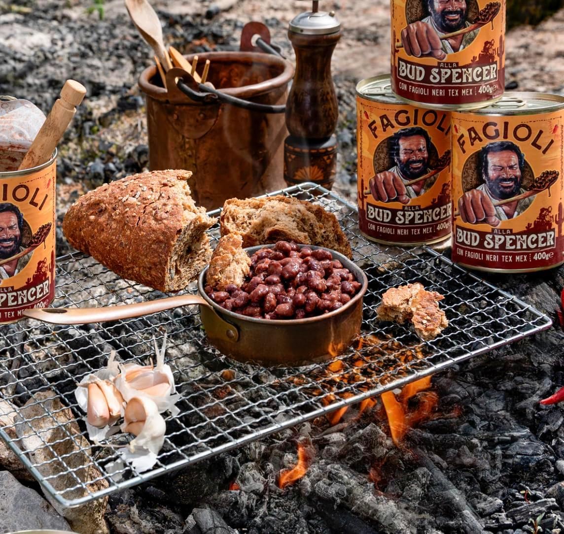 Selezione Fagioli BUD SPENCER 4 Confezioni Fagioli Neri Tex-Mex 4 Confezioni Fagioli Pinto Ricetta Originale confezioni da 400gr con esclusivo adesivo Zeus Party