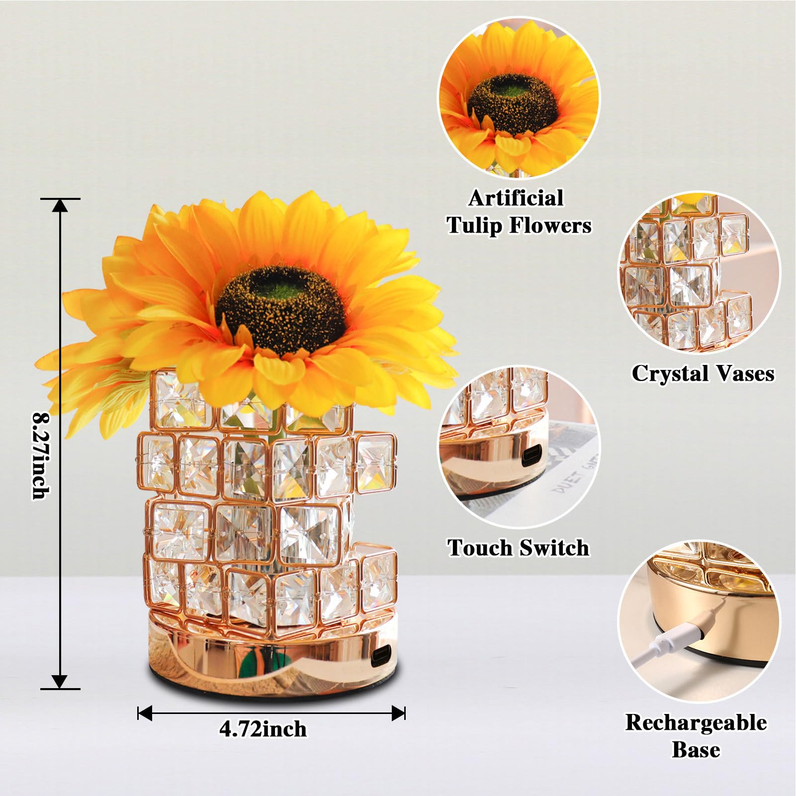 Generico Lampada Notturna Girasole Luce da Scrivania Ricaricabile