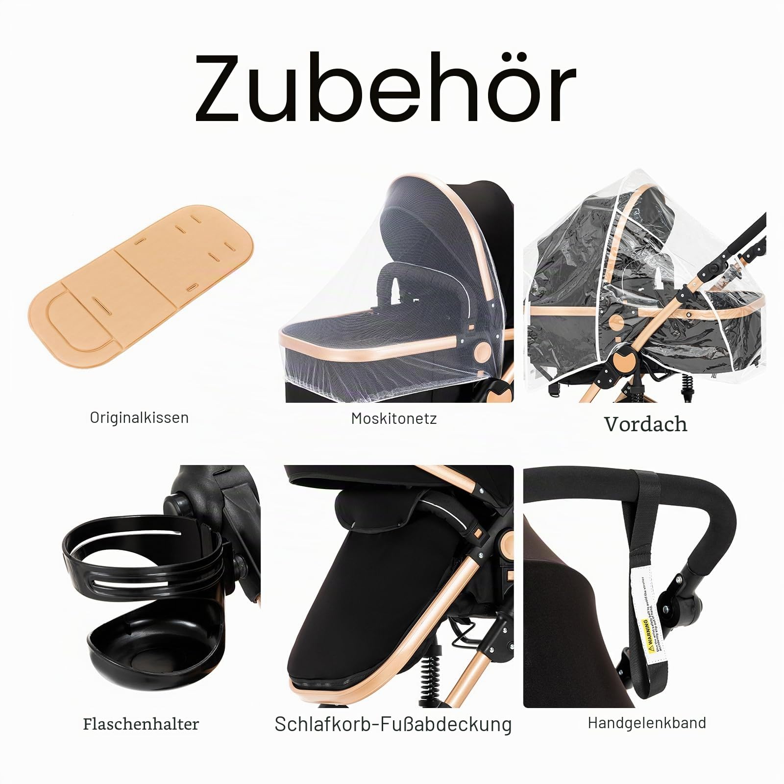 MoLi Kinderwagen 3 in 1, Kinderwagen Set Umkehrbarem Doppelschiebemodus, Kombikinderwagen 3 in 1 Großer Bequemer Babywanne, Buggy Rahmen Aluminiumlegierung Faltbar Hohe Landschaft (588 Tawny)