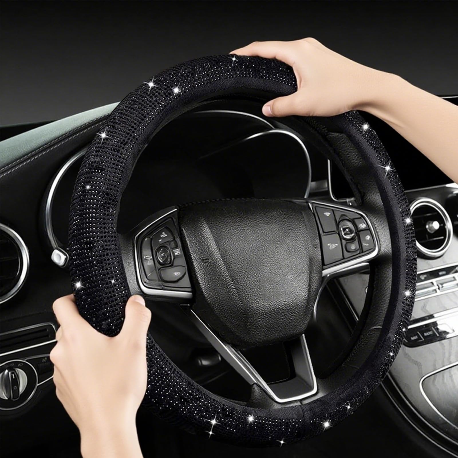 Valleycomfy Coprivolante In Pelle Con Strass Neri – Universale 37-38 Cm – Antiscivolo E Lussuoso – Regalo Per Donna - 4