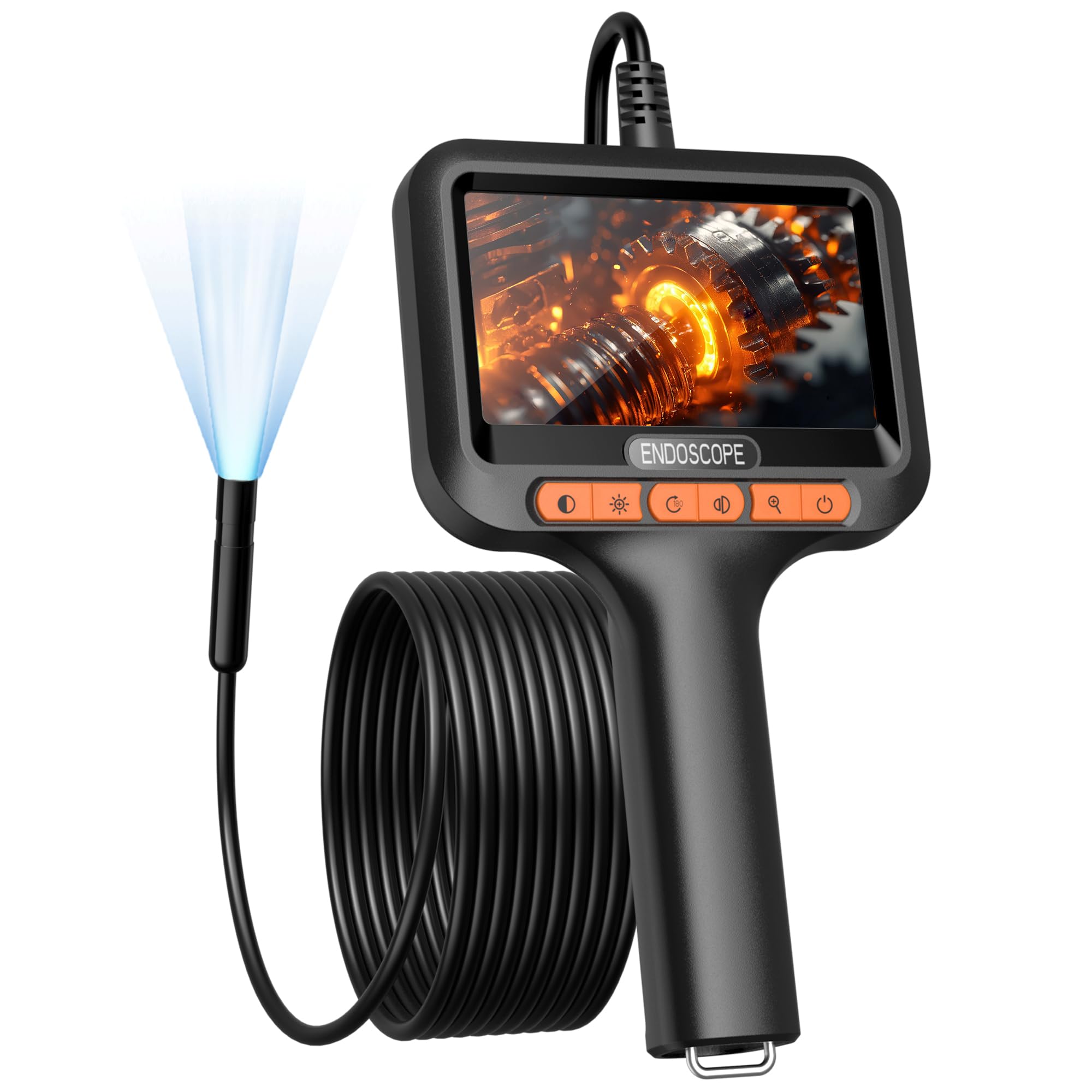 Endoskopkamera 10m Mit 1080P HD – 4,3 Zoll Drehbarer Bildschirm, IP67 Wasserdicht, Mit Magnet & Haken, Für Rohre, Auto, Inspektion