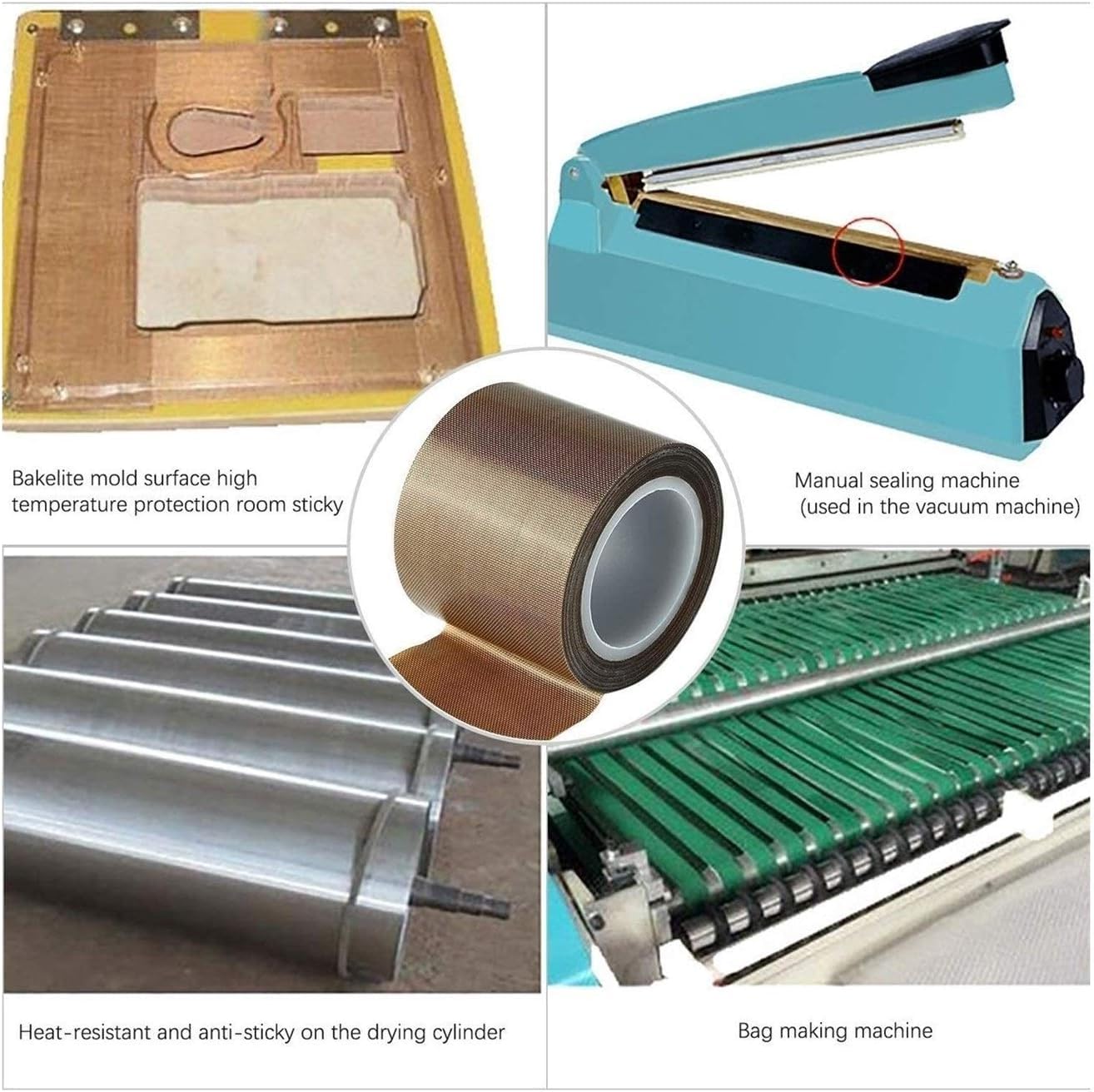 Cinta Adhesiva De Alta Resistencia, Cinta De Ptfe, Cinta De Teflón, Cinta Resistente A Altas Temperaturas, Ignífuga Y Aislante Del Calor Para Máquinas Selladoras Al Vacío,0.18-19mm widex10m long