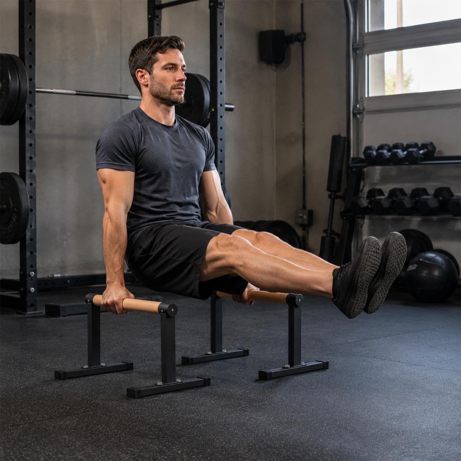 Parallettes Calisthenics Holz Rutschfeste Liegestützgriff bis 200kg Dip Bar