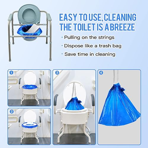 Miniatura 6 de LaSyL Bolsas de inodoro con almohadillas absorbentes, forros desechables y almohadillas para sillas de inodoro de adultos, bolsas de inodoro