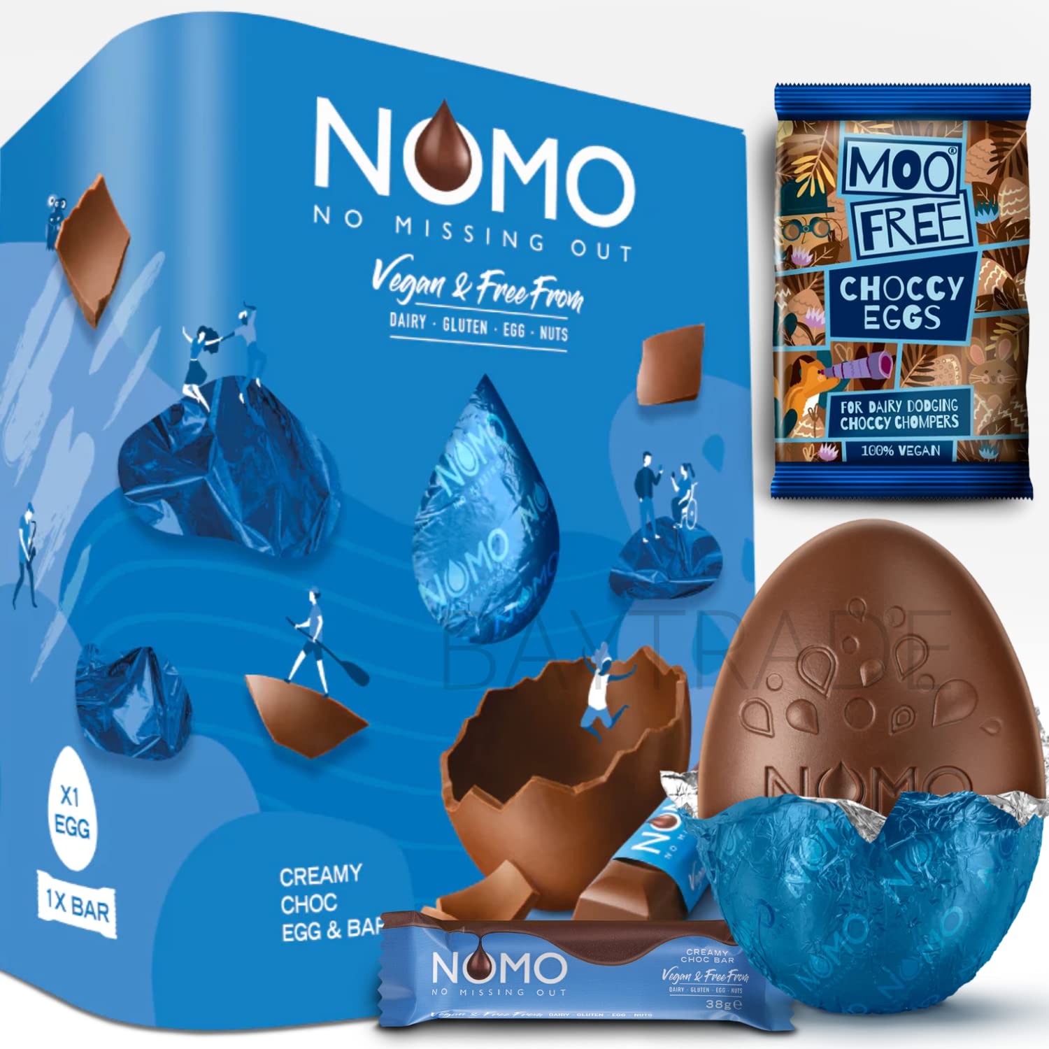 Nomo Easter Egg and Bar x White Chocolate Mini Eggs - Nut Free Gluten Free Dairy Free Egg Free From - Vegan - Luxury Chocolate Easter Eggs Creamy - Adults Kids Gift Presents