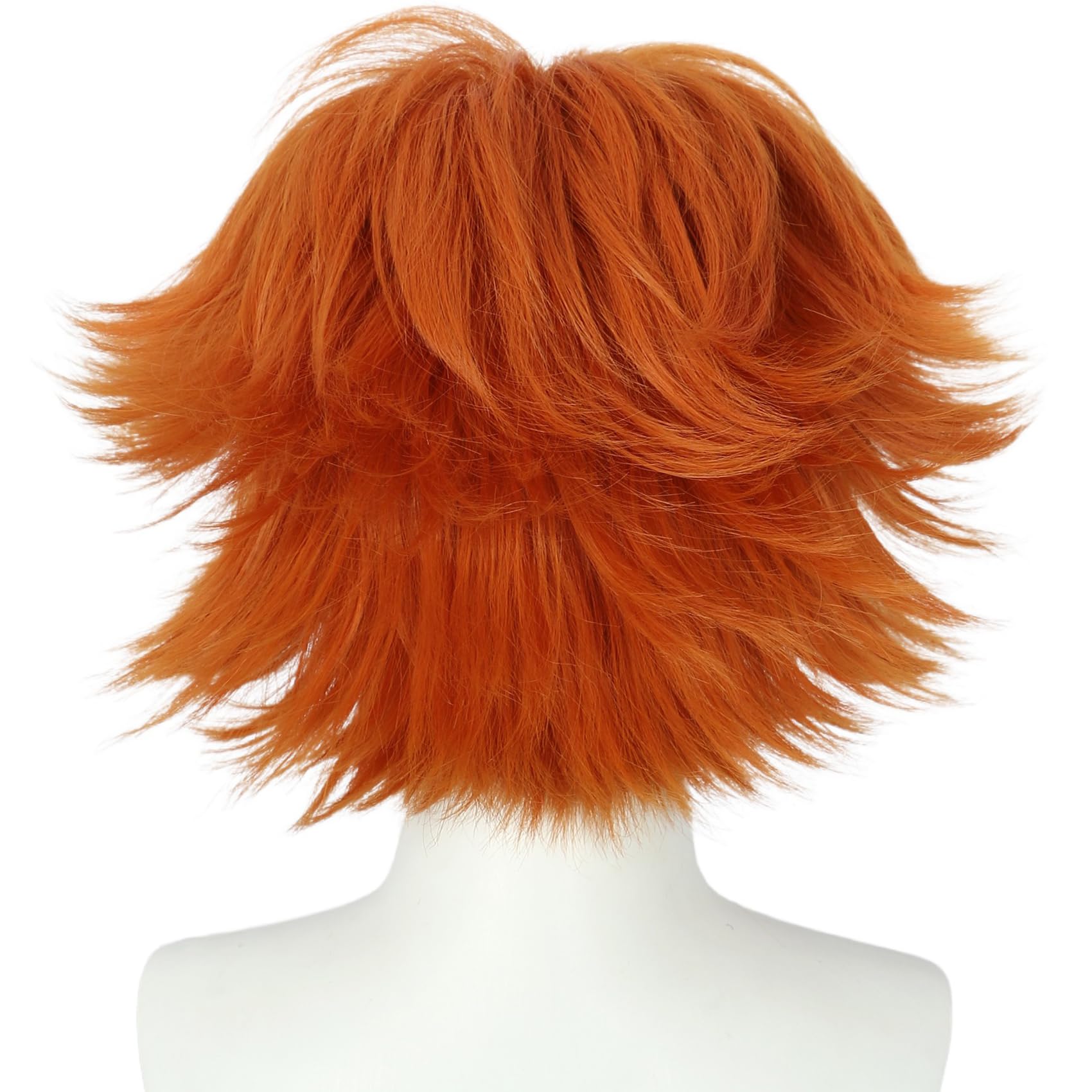 Linfairy Anime Cosplay Short Wig Halloween Costume Wigs for Unisex (Orange) - Image 4