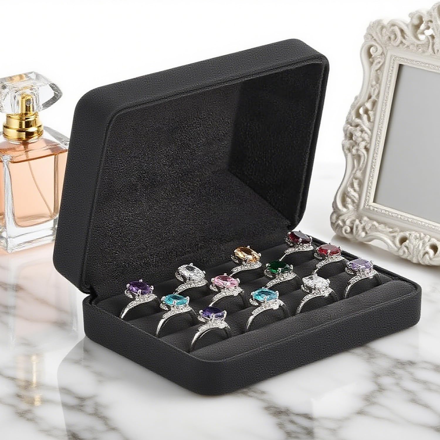 Boite Bague, Boite Rangement Bijoux, Rangement Bague, Boîtes à Bijoux Et Présentoirs, Cuir Pu Boîte De Présentation Pour Femmes, Hommes, Filles, Boucles d'Oreilles, Boutons De Manchette