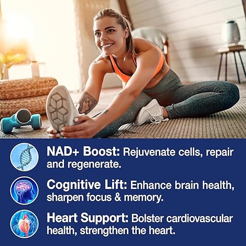 Miniatura 5 de Suplemento NAD+ - NAD Nicotinamida Riboside Resveratrol NAD Suplemento 1000 mg puro orgánico para mujeres y hombres antienvejecimiento, energía,