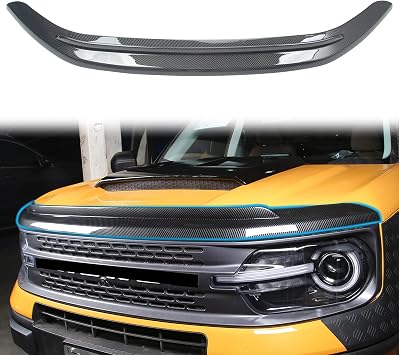 Carbon Fiber Hood Bug Deflector Protector Compatible with Ford Bronco Sport 2021 2022 2023 2024 2025 2026, Carbon Fiber Bug Shield Stone Guard for Ford Bronco Sport Accessories