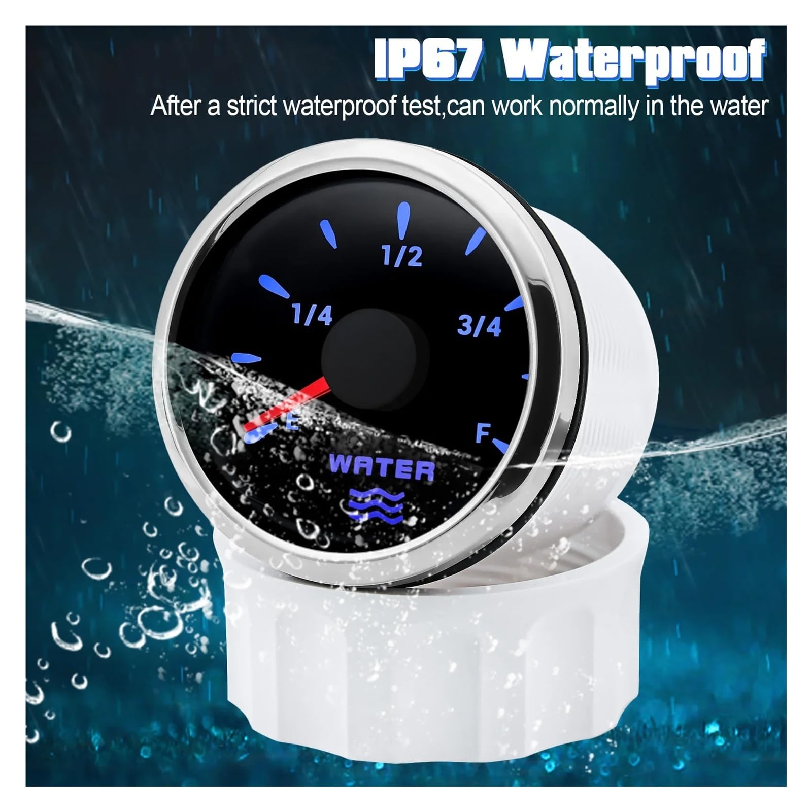 0-190Ohm czujnik poziomu wody 52mm wskaźnik poziomu wody z 7 kolorowymi diodami LED wskaźnik poziomu wody w zbiorniku do jachtu łódź samochód Bezpośrednia wymiana(550mm SensorXGauge)