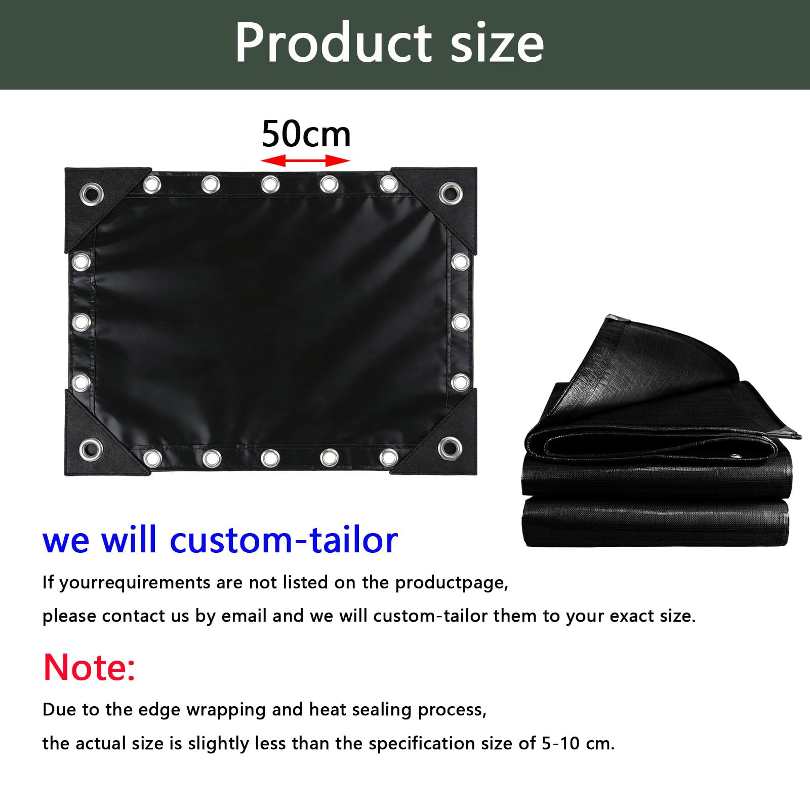 Heavy-Du - Telone impermeabile 220 x 260 cm, in resina resistente agli strappi, per legno, piscina, tupolini, auto, protezione UV contro sole, pioggia, raggio, colore: nero