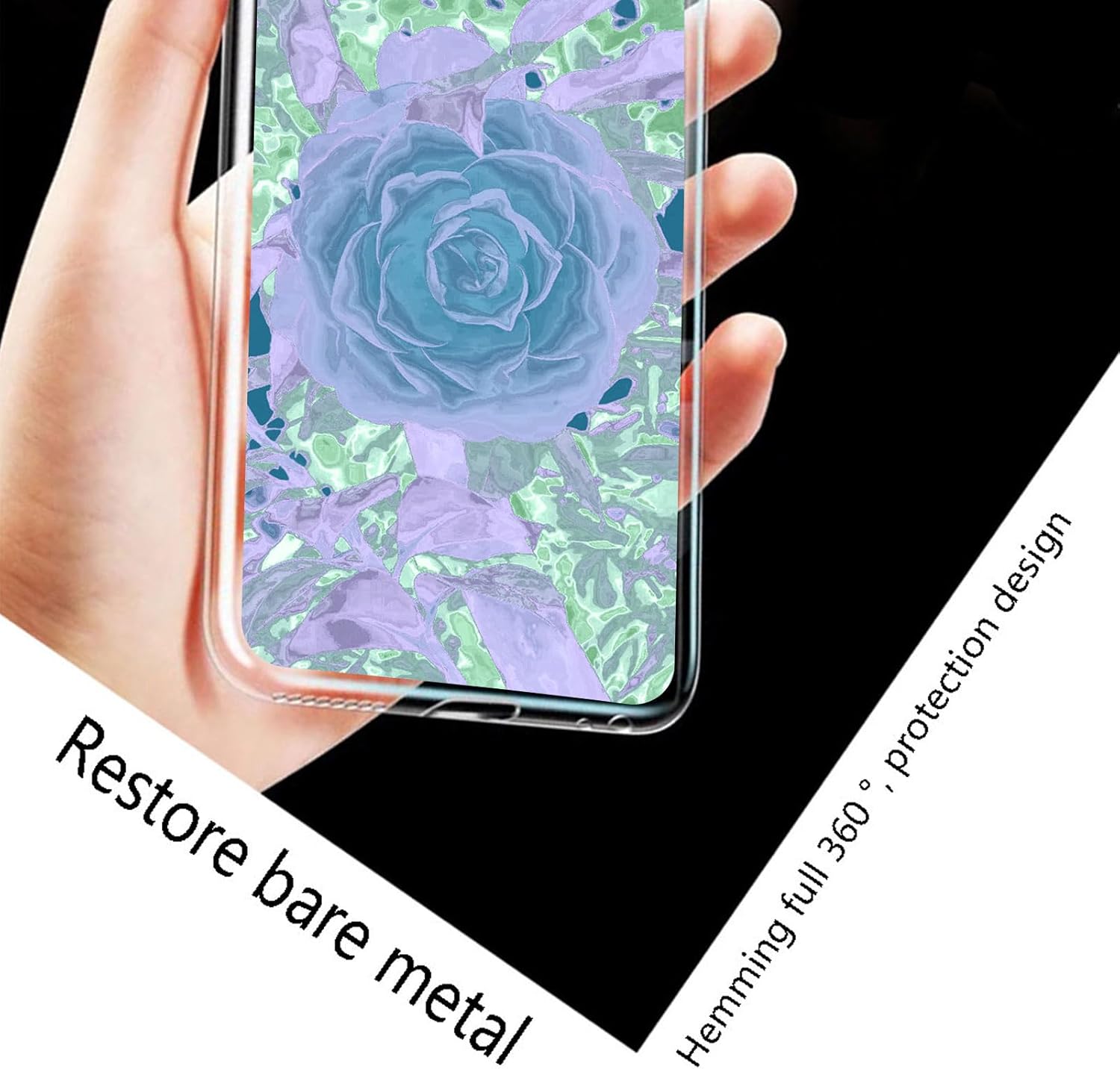 Cover for Doogee DK10 (6.67") + Screen Protector(2 Pack), Shockproof Cover Bumper Shell Anti-Scratch Clear Case + 9H Hardness Tempered Glass Film - Purple Flower
