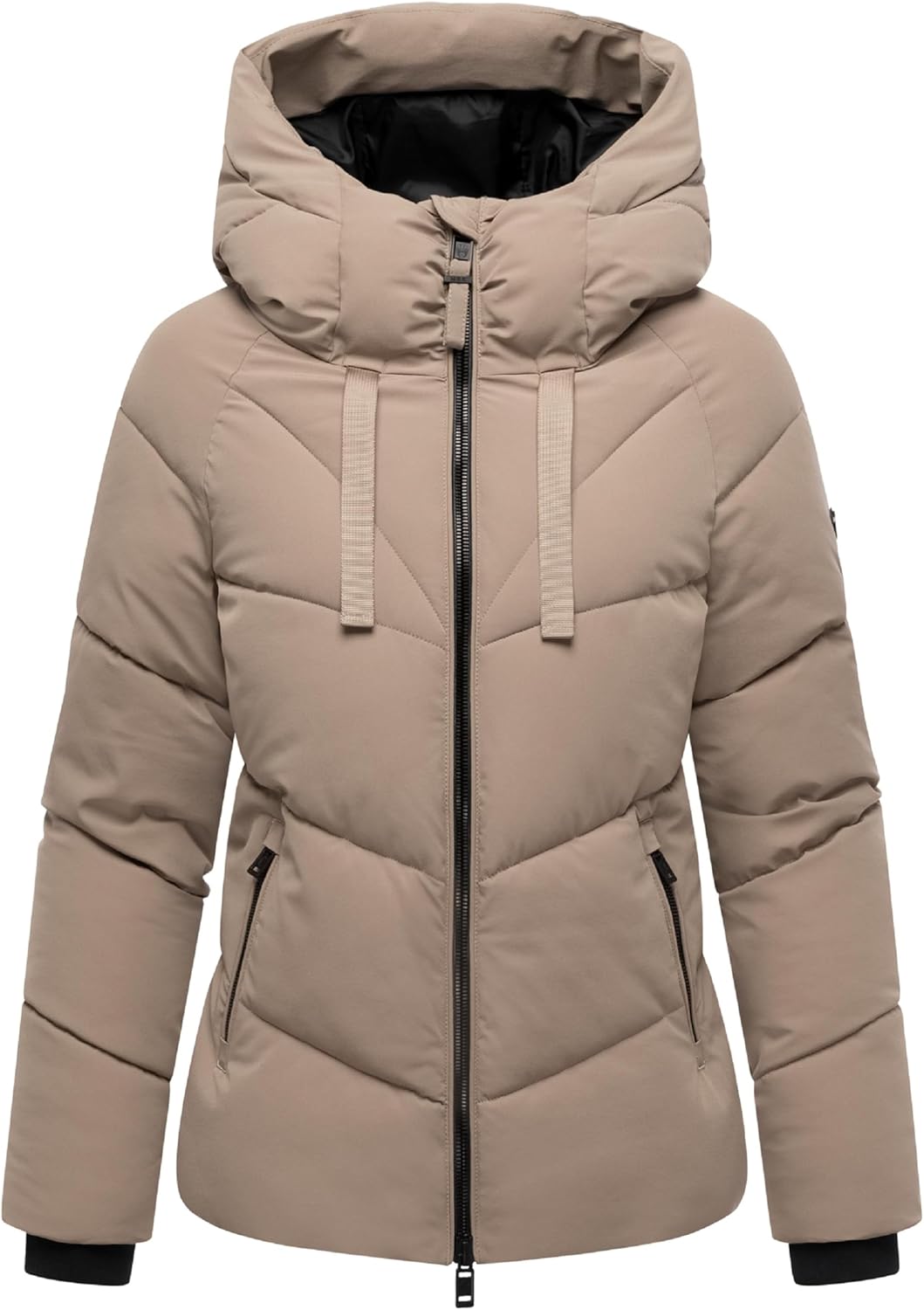 MARIKOO Tayenaa 16 Winterjas voor dames, warme gewatteerde jas met capuchon, XS-XXL, zwart, L