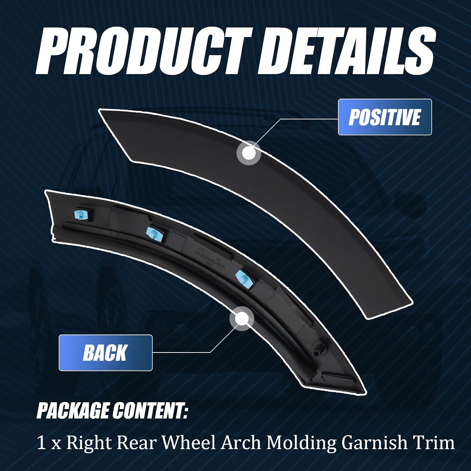 75390-TG7-A01 Passenger Rear Door Wheel Arch Molding Garnish Trim for Honda Passport (2019-2023) & Pilot (2016-2022) Right