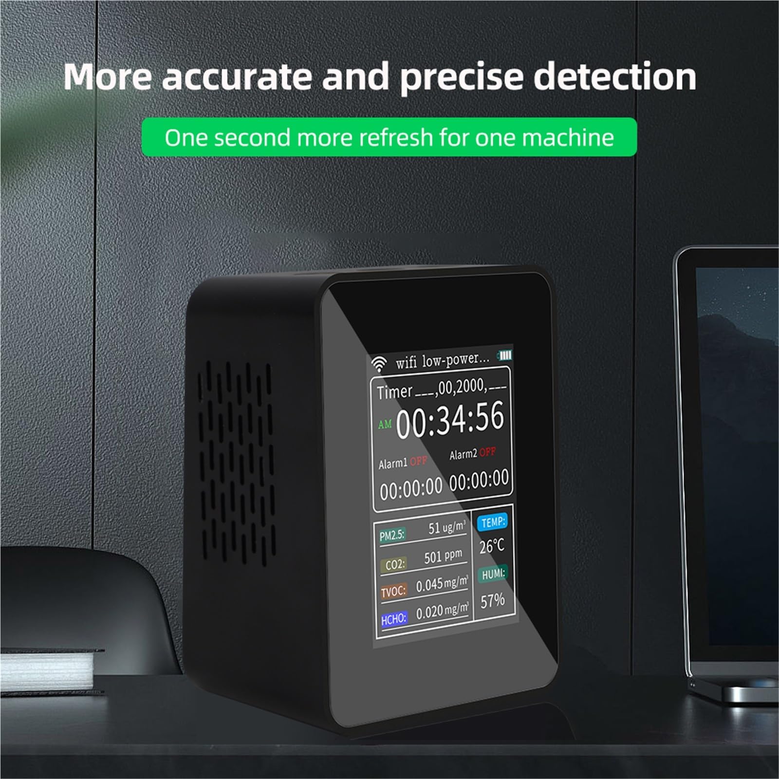 Monitoraggio della qualità dell'Aria Rilevatore di monitoraggio a qualità 'Aria CO2 PM2.5 TVOC HCHO Temp HUMI