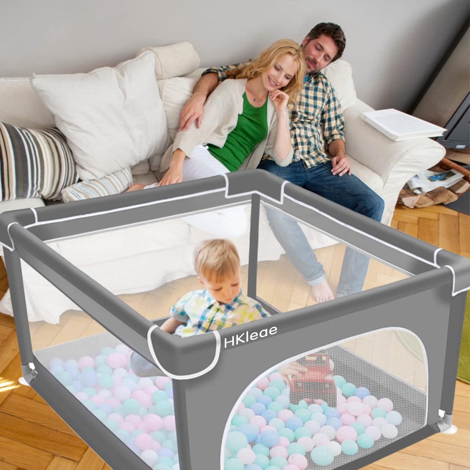Baby Playpen，Playpen for Babies and Toddlers， Small Baby Playard with Anti-Slip Base, Sturdy Safety Large Play Yard with Soft Breathable Mesh, Playpen for Toddlers(Gray,36”×36”) : Everything Else