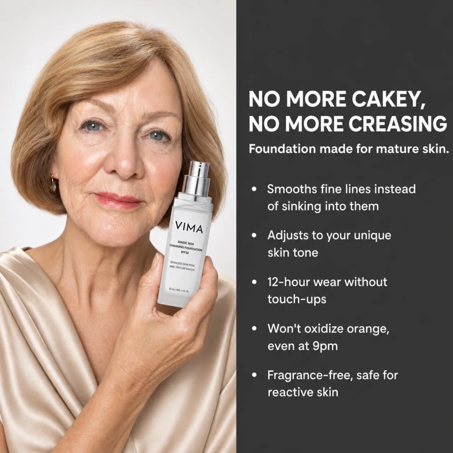 Vima Color Changing Foundation for Mature Skin, SPF 30