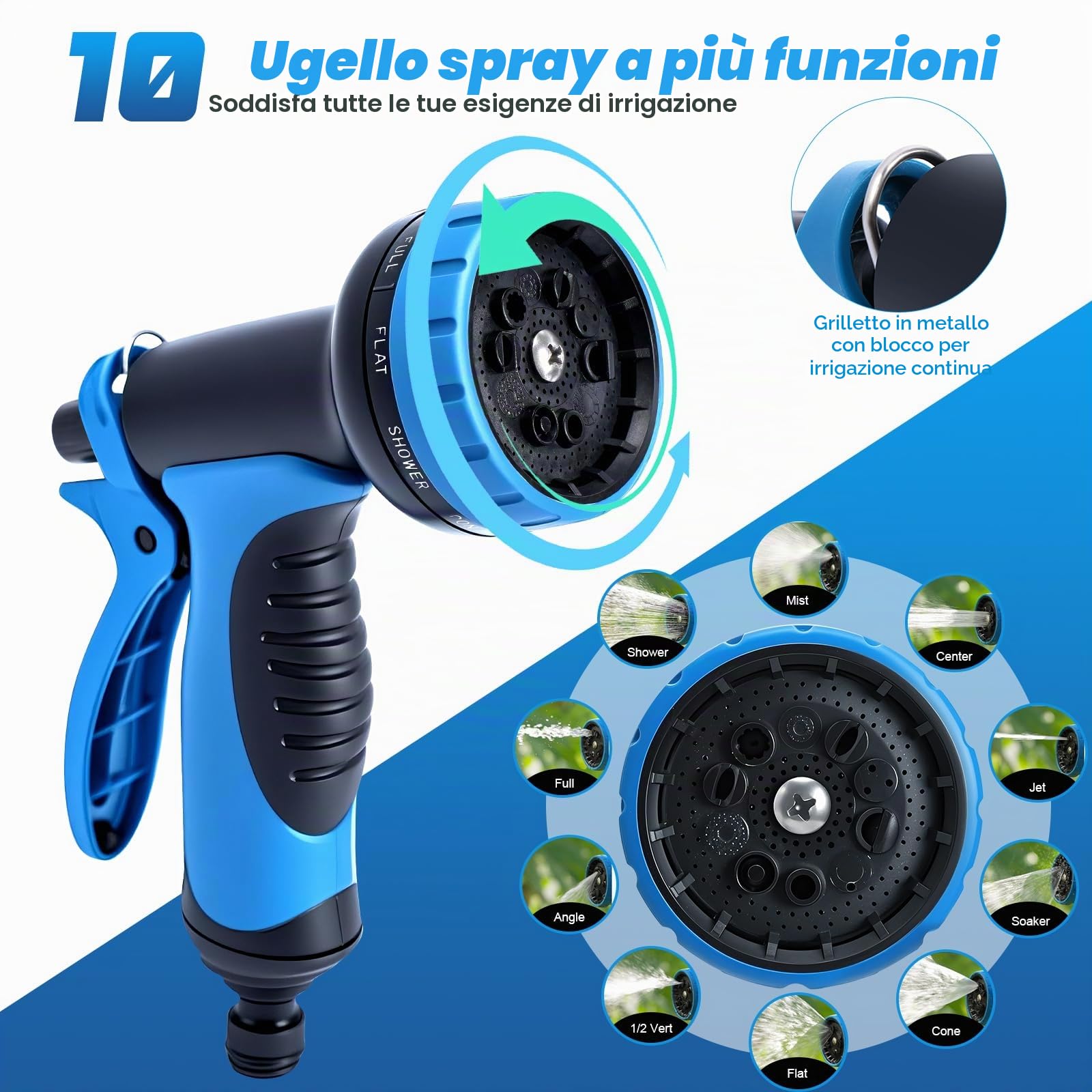 Jsdoin Tubo Acqua Giardino 30 Metri - Estensibile per con Pistola a Spruzzo 10 Funzioni, Canna Irrigazione Adattatori da 1/2" e 3/4" Innaffiare,Giardinaggio Lavaggio Auto (30M/100FT)