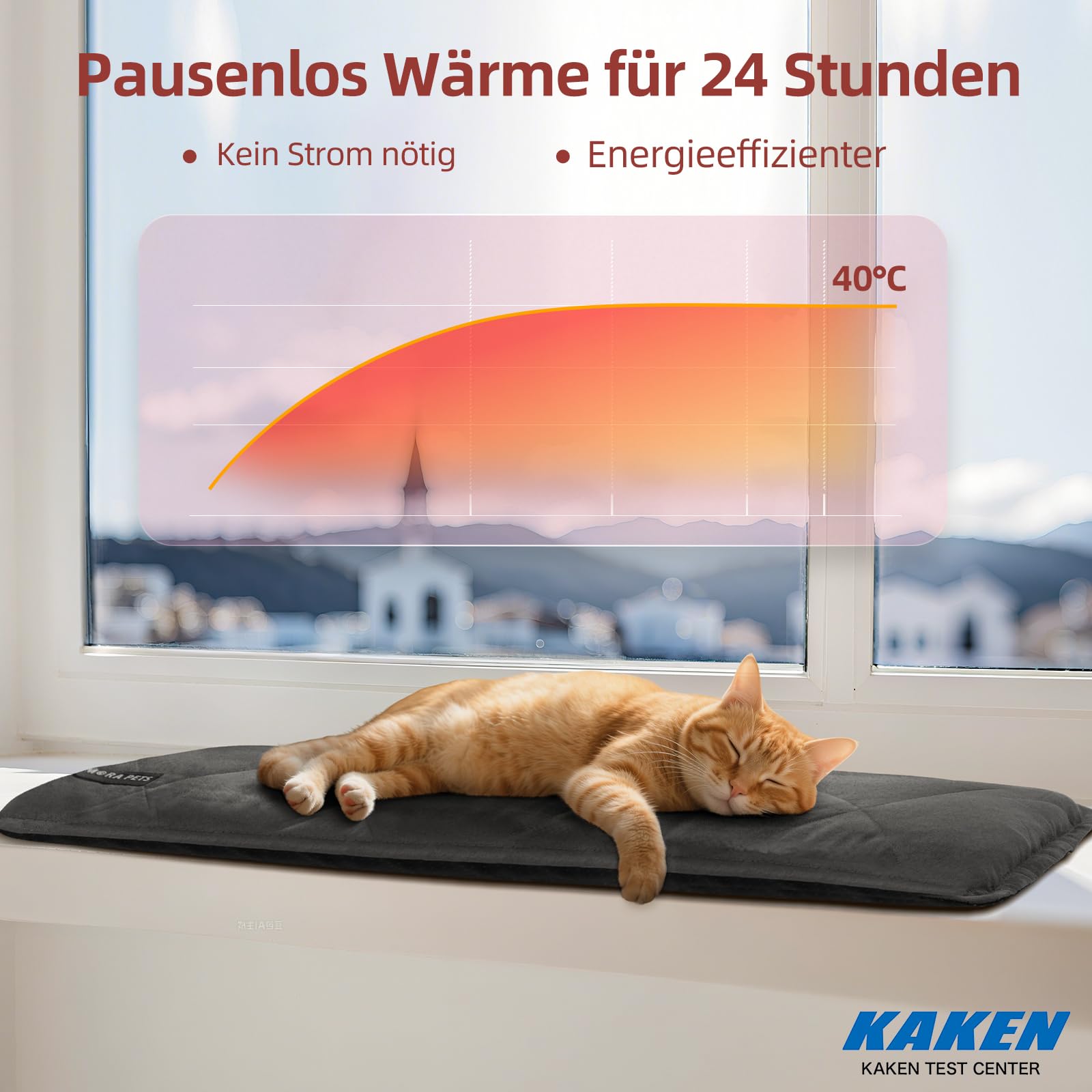 Mora Pets Tappeto riscaldante gatto Coperta autoriscaldante per gatti e cani Tappetino riscaldante Senza elettricità e batterie Coperta termica Rimovibile e Lavabile 90 x 28 cm