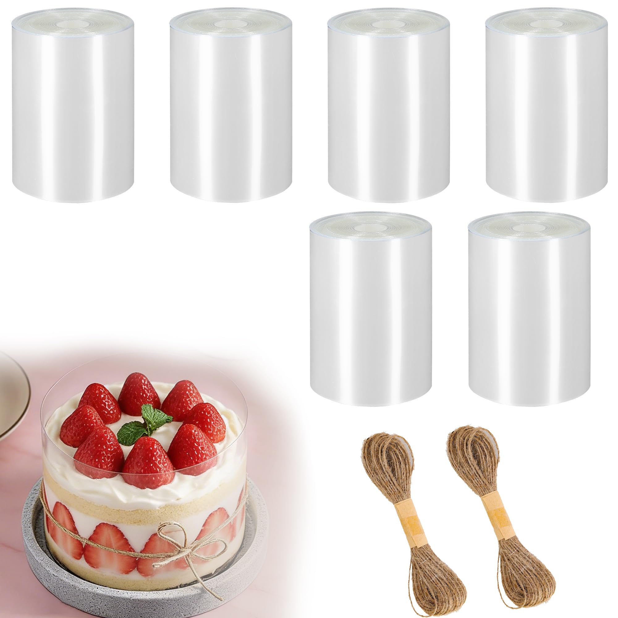 Rouleau acétate gâteau 6cm x 10m lot de 6 bandes transparentes pour la pâtisserie créative