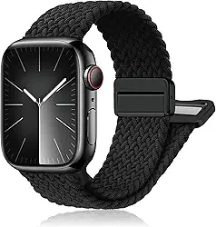 Pulseira trançada magnética para Apple Watch séries 11 10 9 8 7 6 5 4 3 / SE/Ultra 3 de 40 mm, 44 mm, 46 mm, 42 mm, 38 mm, 41 mm, 45 mm, 49 mm, 49 mm