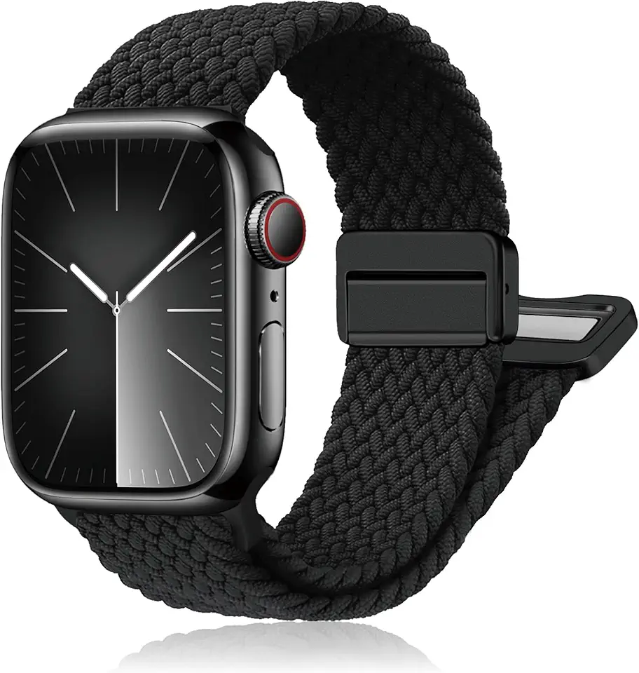 Pulseira trançada magnética para Apple Watch séries 11 10 9 8 7 6 5 4 3 / SE/Ultra 3 de 40 mm, 44 mm, 46 mm, 42 mm, 38 mm, 41 mm, 45 mm, 49 mm, 49 mm