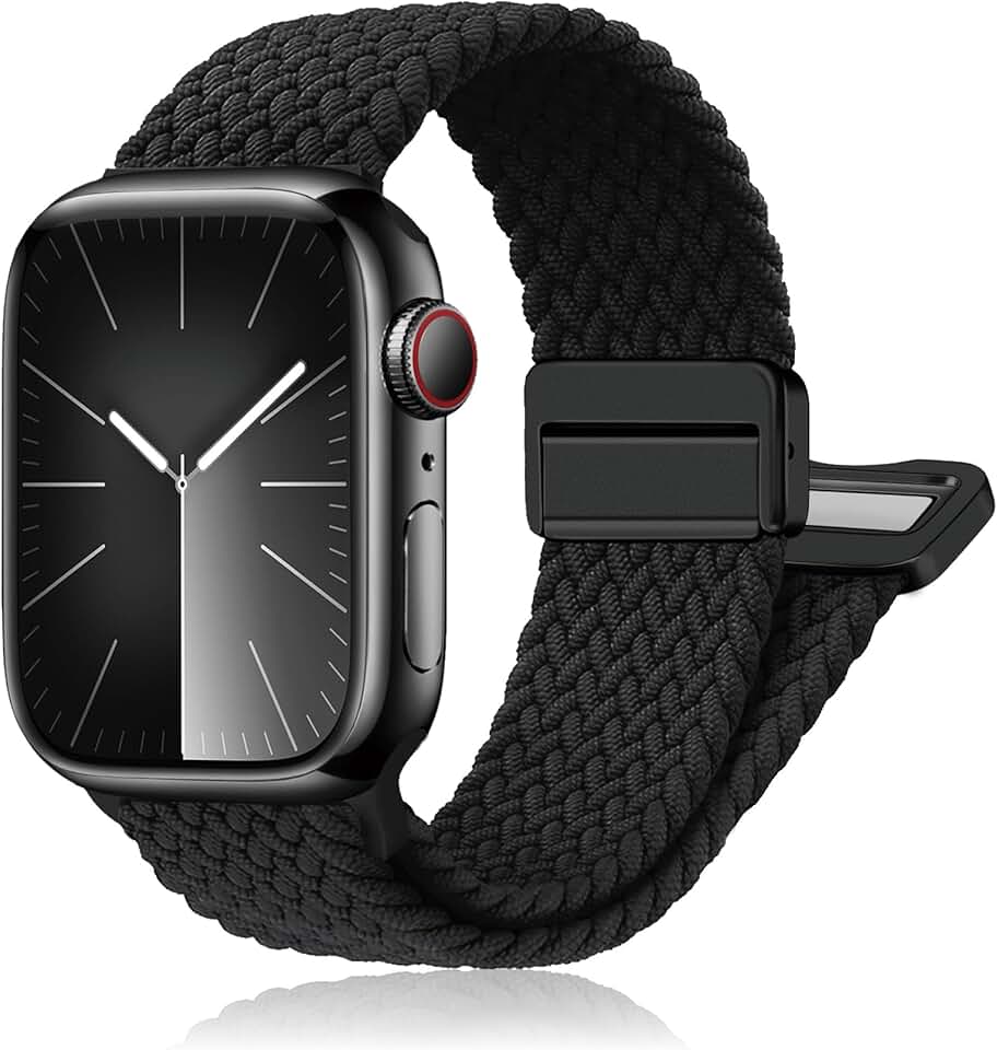 Pulseira trançada magnética para Apple Watch séries 11 10 9 8 7 6 5 4 3 / SE/Ultra 3 de 40 mm, 44 mm, 46 mm, 42 mm, 38 mm, 41 mm, 45 mm, 49 mm, 49 mm