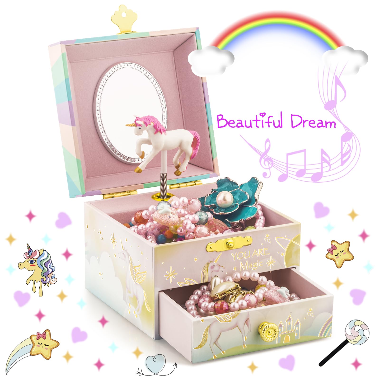 Hombrima Music Jewellery Box With Drawer Necklace Bracelet, Musical