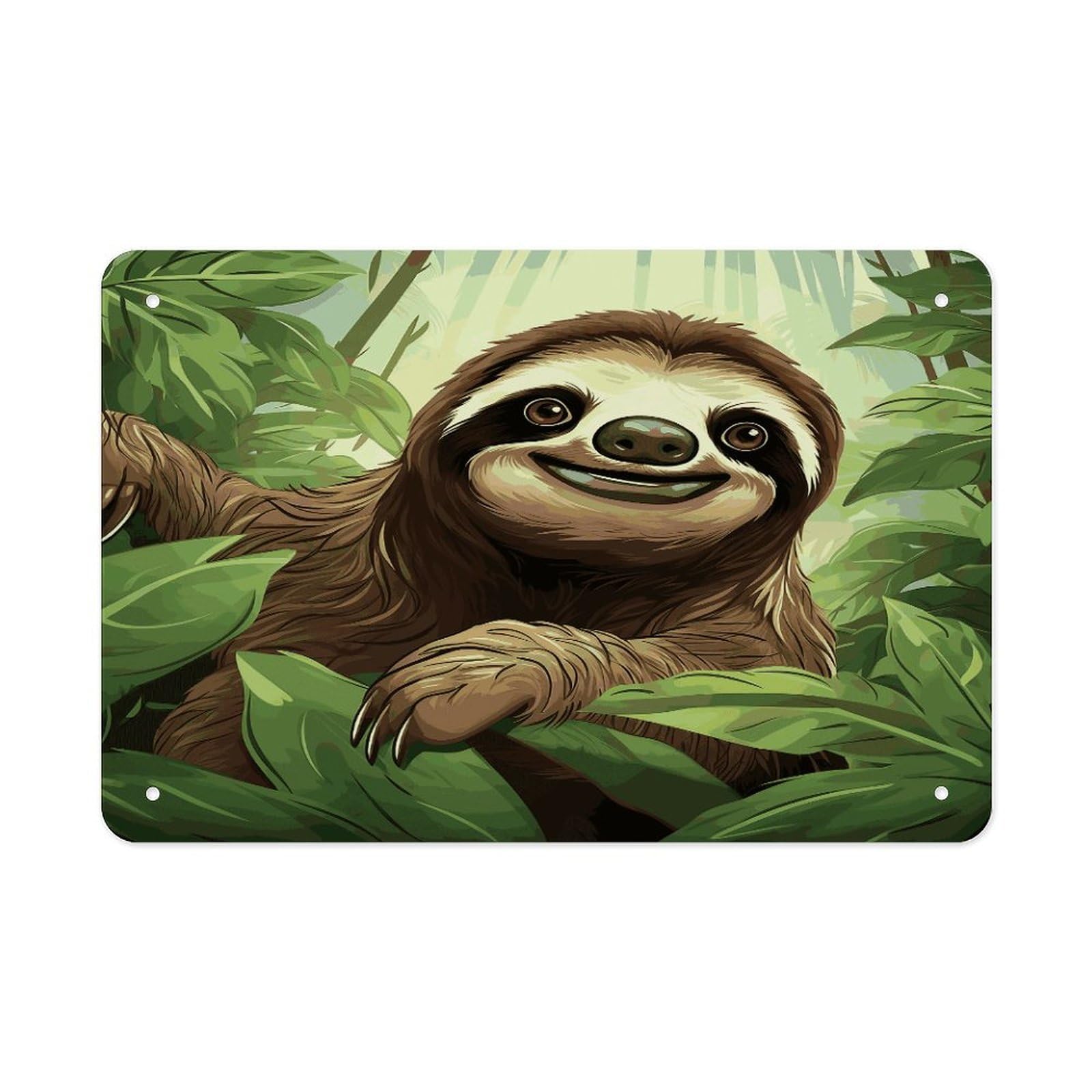 LDGSUPH Sloths Background1 Metal Tin Sign Wall Art Prints Folded Edge Iron Sheet Painting with Holes for Wall Prints Decorative Picture Metal Signboard Decor Painting Wall Decor