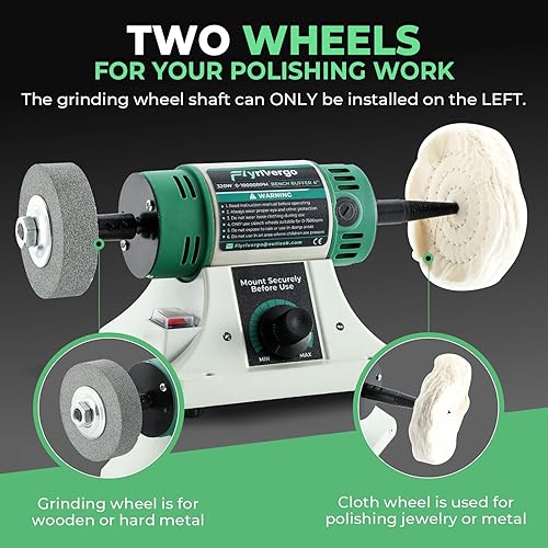 Miniatura 2 de Pulidora de banco con accesorios, ajustable, velocidad variable, multifunción, torno de banco, máquina de pulir, kit de herramientas para joyas,
