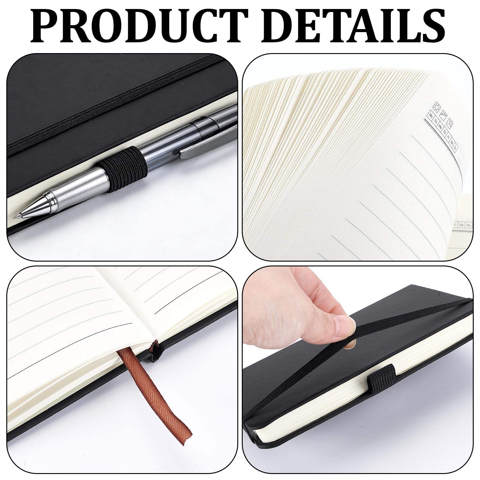 Lot de 15 mini carnets de poche A6, journal ligné pour université, bloc-notes de voyage, carnet de notes ligné robuste noir pour bureau, école, prise de notes quotidienne