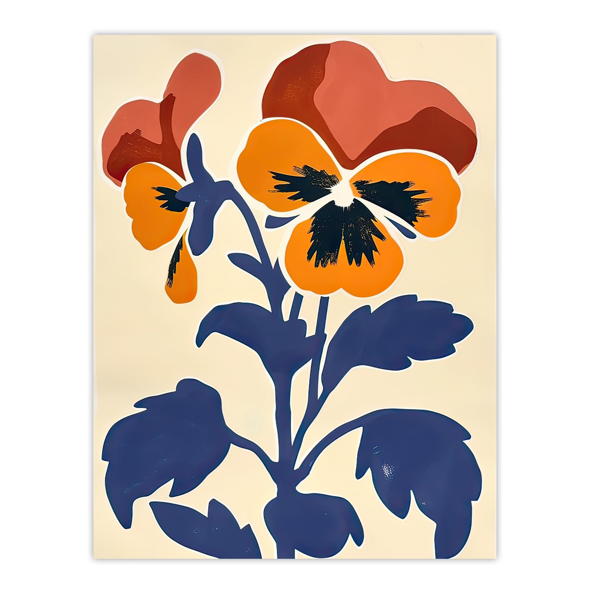 Artery8 Pansy Flower Bloom Simple Bold Floral Painting Living Room Large Wall Art Poster Print Thick Paper 18X24 Inch