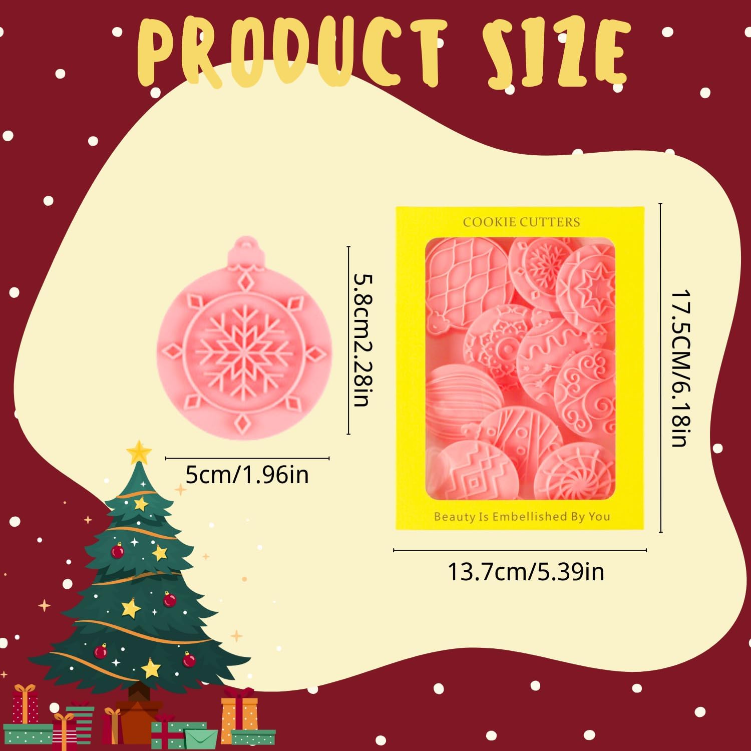 Christmas Cookie Cutter-10 Pieces Plastic Christmas Cookie Cutters and Stamps-Xmas Element Cookie Stamps,Light Bulb Shaped Biscuit Cutter Set. - Image 2