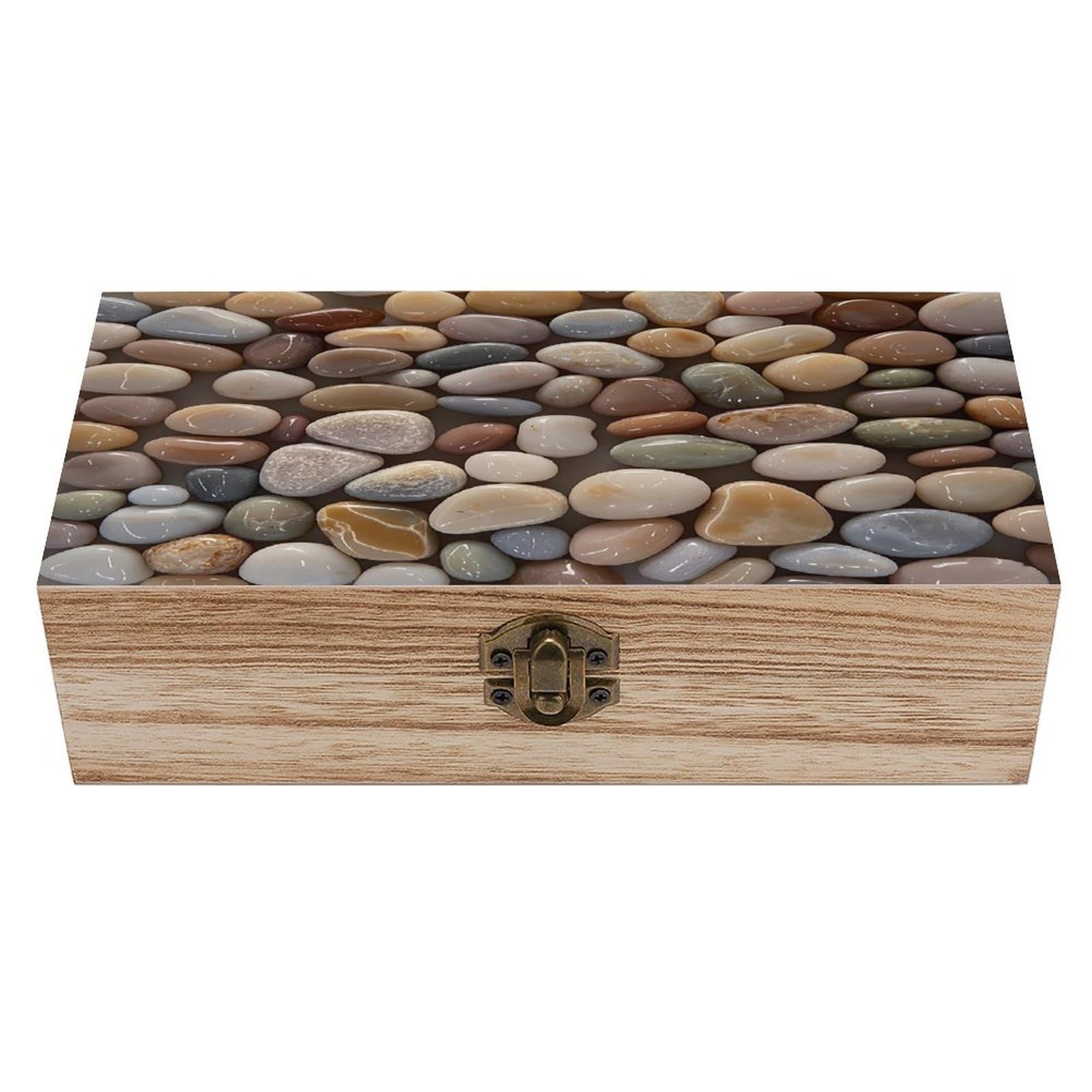 FekiLoot Petoskey Stone Wooden Jewelry Box Personalized Wood Keepsake Box Large Decorative Wooden Storage Boxes with Hinged Lid Rustic Style Wood Jewelry Organizer for Desk Home Office