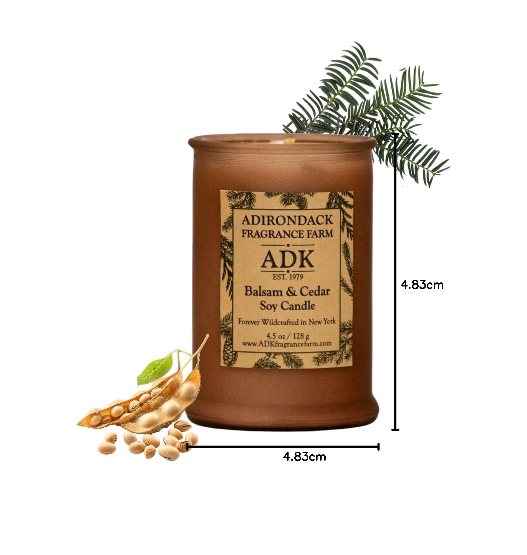 ADK - Vela perfumada de bálsamo y cedro, vela de aromaterapia natural de 4.5 onzas para decoración del hogar y decoración de cocina, velas de cera relajantes a base de plantas para regalo de Navidad