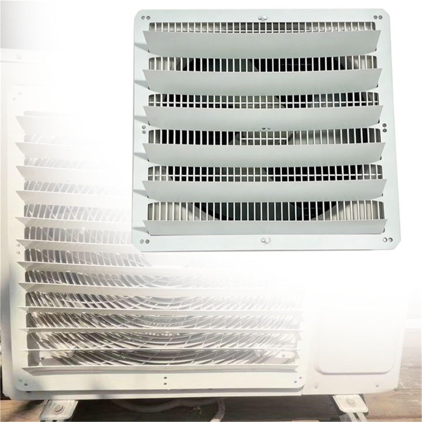 LSMDPT 43 48 53 60 Cm Length/width Anti-Direct Blowing Deflector Grille, Outdoor Deflector Air Conditioner, Atmosphere Control Diverter AC Compressor Baffle(L 58 cm x W 58 cm)