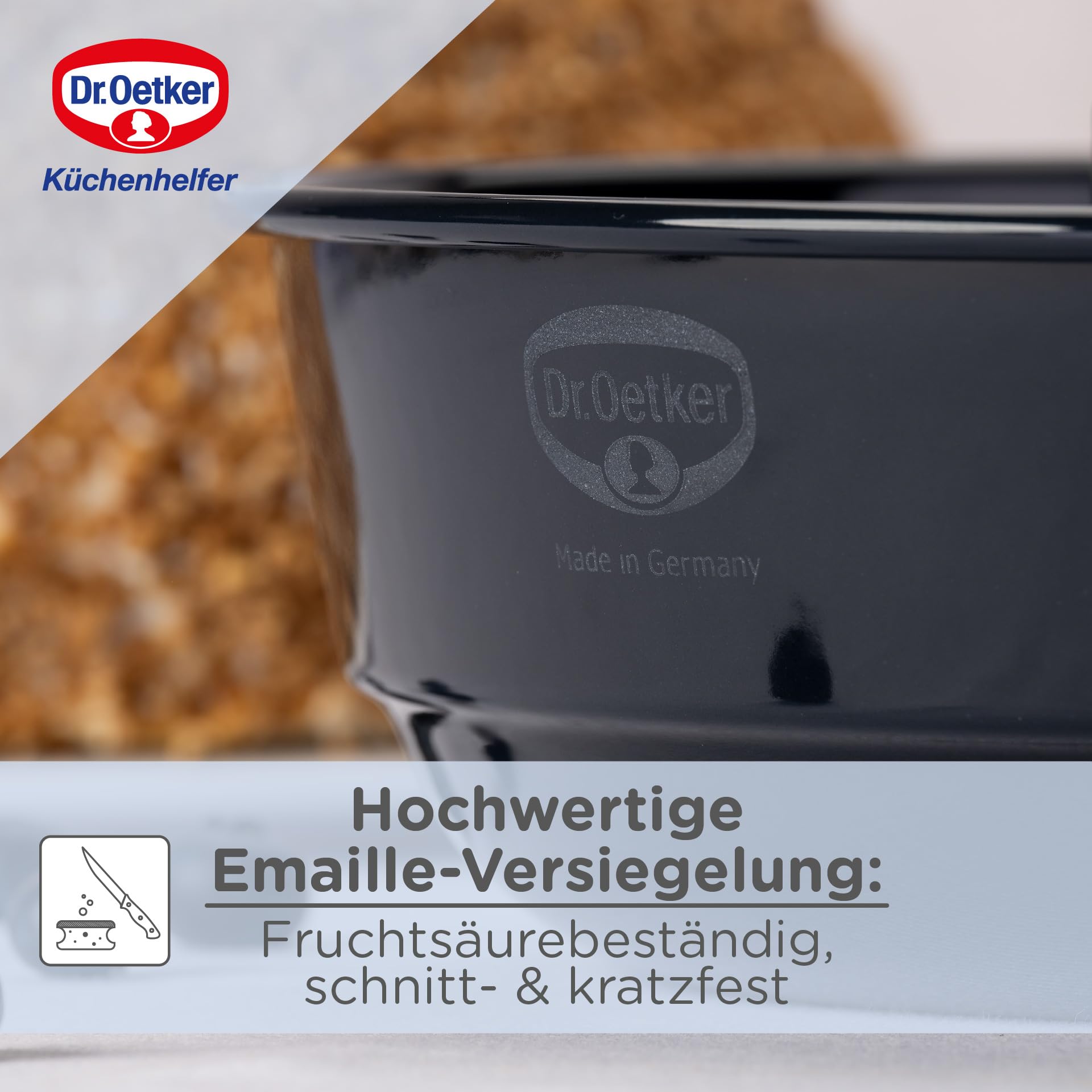 Dr. Oetker Frankfurter Kranz Kuchenform 26 cm Back-Liebe Emaille – Schnitt- & kratzfeste Backform mit Emaille & Antihaft-Beschichtung – 26er Kranzform in Dunkelblau